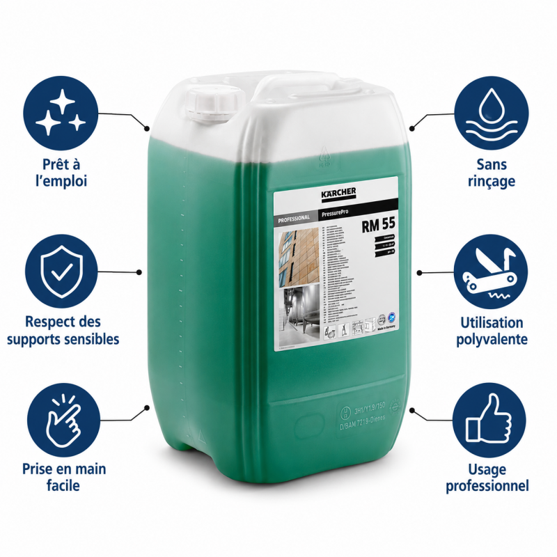 Karcher Detergent Actif PressurePro RM 55 Neutre Bidon de 20 L, Karcher Kobleo