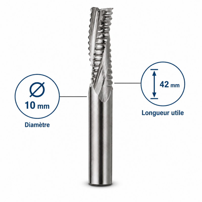 Leman Fraise Defonceuse Carbure D. 10 mm LU. 42 mm, Leman Kobleo