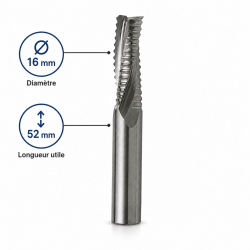 Leman Fraise Defonceuse Carbure D. 16 mm LU. 52 mm, Leman Kobleo