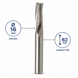 Leman Fraise Defonceuse Carbure D. 16 mm LU. 62 mm, Leman Kobleo