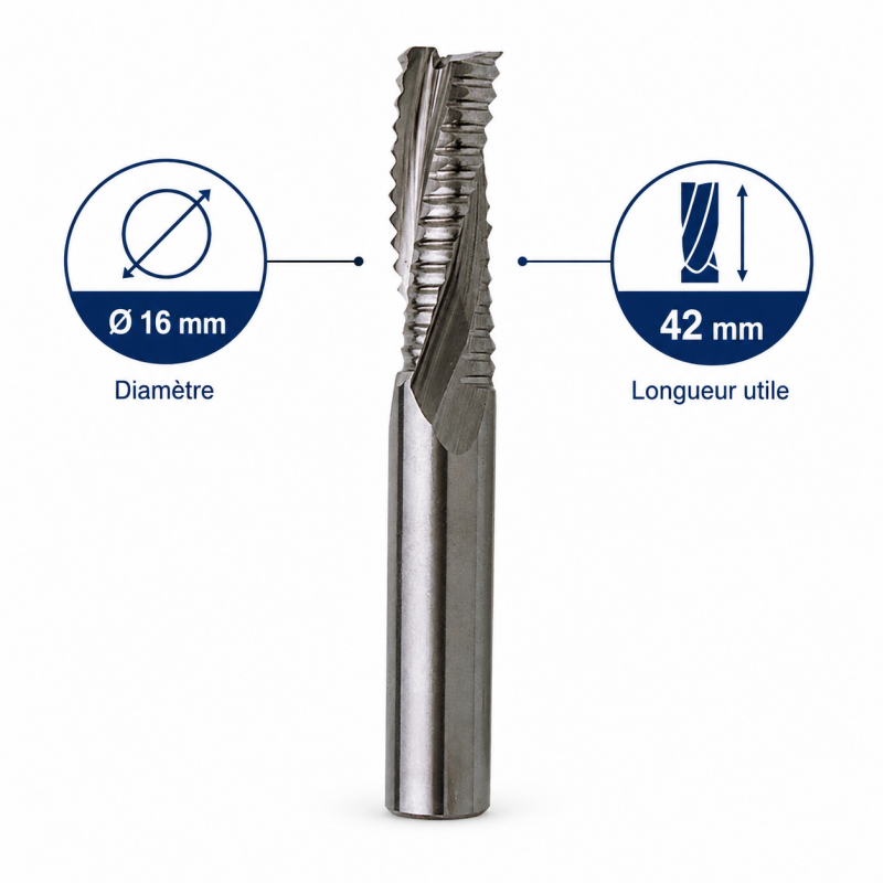 Leman Fraise Defonceuse Carbure D. 16 mm LU. 42 mm, Leman Kobleo