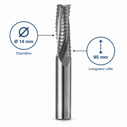 Leman Fraise Defonceuse Carbure D. 14 mm LU. 95 mm, Leman Kobleo