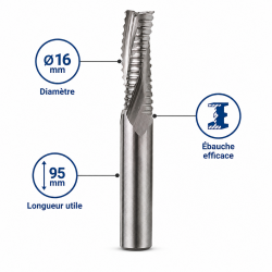 Leman Fraise Defonceuse Carbure D. 16 mm LU. 95 mm, Leman Kobleo