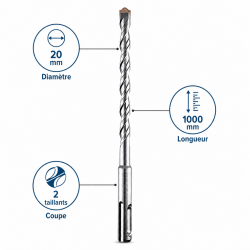 Foret SDS Plus 2T D20 L1000 LEMAN