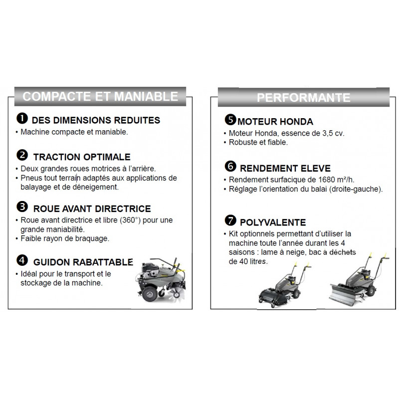 Karcher Balayeuse multifonction autotractée 26KW 35 CV 800MM 1680 m²/h KM 80 W Kobleo Karcher Balayeuse multifonction autotractée 26KW 35 CV 800MM 1680 m²/h KM 80 W Kobleo