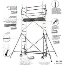Duarib Echafaudage roulant en acier Haut. Max 4,90m AC 250 Duarib Kobleo