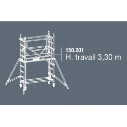 Duarib Echafaudage roulant en Aluminium Haut. travail 3,30m Docker Mini Kobleo