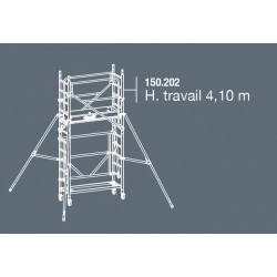 Duarib Echafaudage roulant en Aluminium Haut. travail 4,10m Docker Mini Kobleo