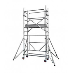 Duarib Echafaudage roulant en Aluminium Haut. travail 4,80m Docker Mini Kobleo