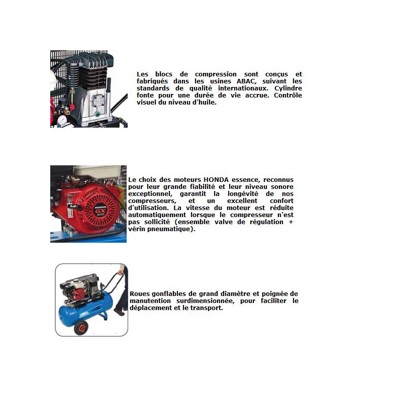 ABAC Compresseur thermique Essence-Mobile 5CV 200l ENGINEAIR 5/200 ABAC Kobleo ABAC Compresseur thermique Essence-Mobile 5CV 200l ENGINEAIR 5/200 ABAC Kobleo