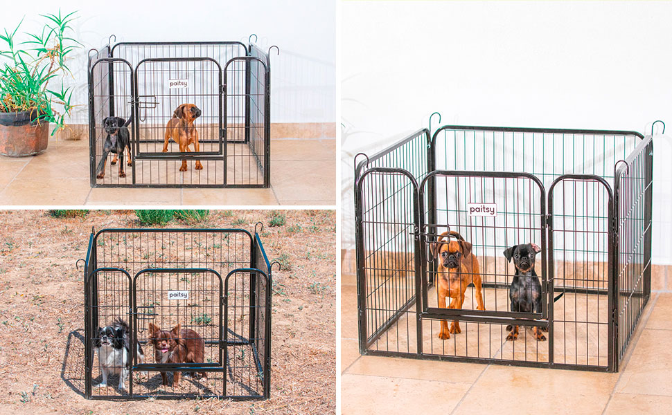 Parc Enclos pour chien chiot et lapin GARDEO80x60x4, 4 panneaux 80X60cm, 0, 64M2, modulable, intérieur et extérieur, pliable, garantie 5 ans, Paitsy